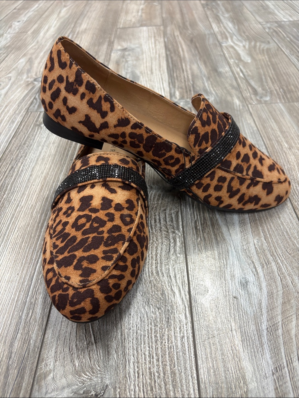 Torrid  Leopard Print Loafers with Black Crystal Strap